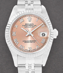 Datejust Ladies 26mm in Steel with White Gold Fluted Bezel on Jubilee Bracelet with Salmon Roman Dial