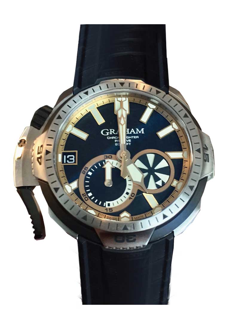 Chronofighter Pro Dive in Steel On Black Rubber Strap with Black Dial