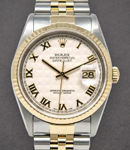 2-Tone Datejust 36mm with Yellow Gold Fluted Bezel on Jubilee Bracelet with Ivory Dial with Roman Numerals