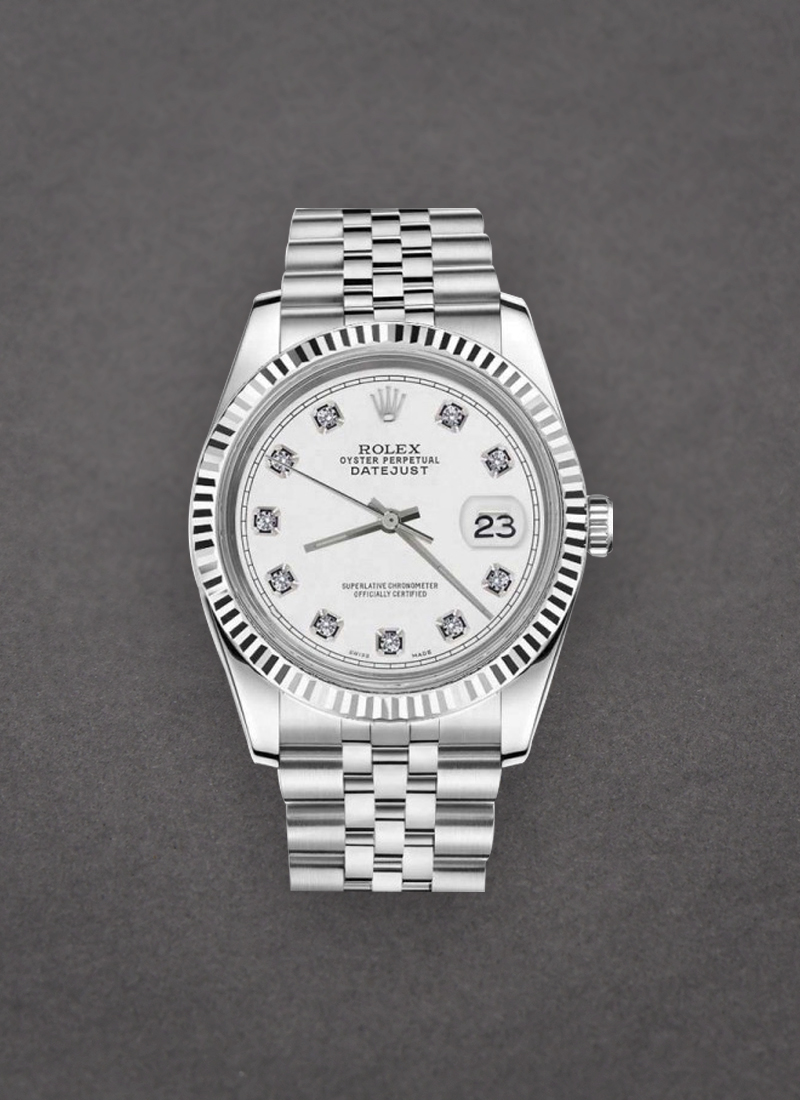 Pre-Owned Rolex Datejust 36mm with White Gold Fluted Bezel 