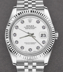 Datejust 36mm with White Gold Fluted Bezel  on Jubilee Bracelet with White Diamond Dial