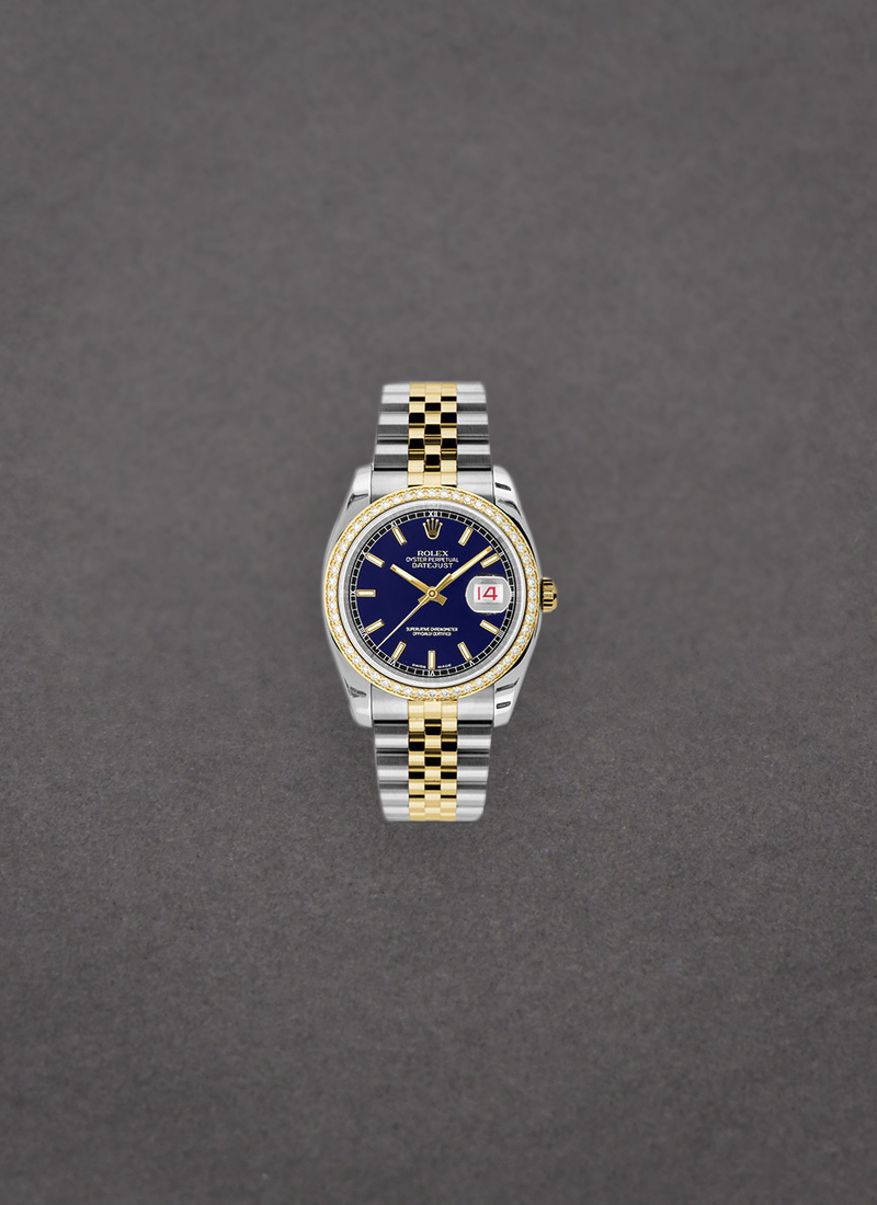 Rolex Unworn 2-Tone Datejust 36mm in Steel with Yellow Gold Diamond Bezel