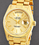 Day Date President 36mm in Yellow Gold with Fluted Bezel on President Bracelet with Champagne Stick Dial