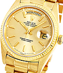 Day Date President 36mm in Yellow Gold with Fluted Bezel on President Bracelet with Champagne Stick Dial