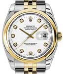 Datejust 2-Tone 36mm in Steel with Yellow Gold Domed Bezel on Jubilee Bracelet with White Diamond Dial