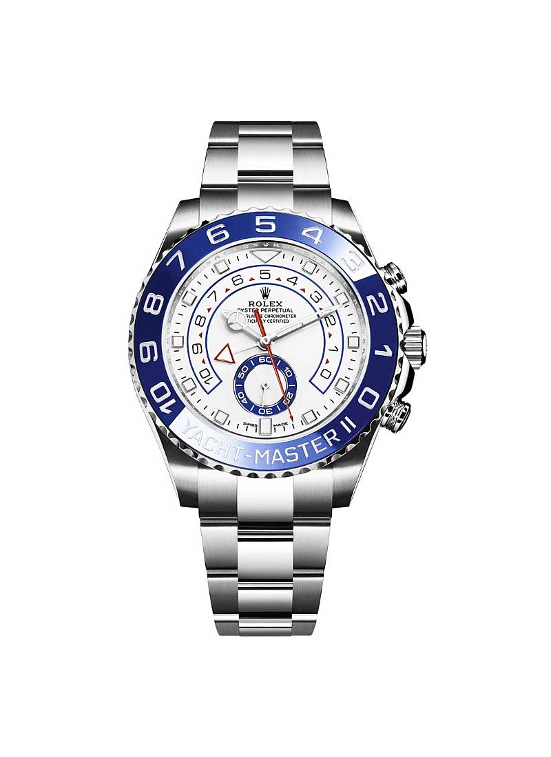 Pre-Owned Rolex Yacht-Master II in Steel with Blue Bezel - White Hands