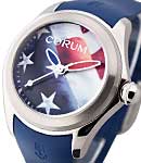 Bubble US Flag 47mm in Stainless Steel - Limited Edition to 88 pcs. on Blue Rubber Strap with Blue Dial