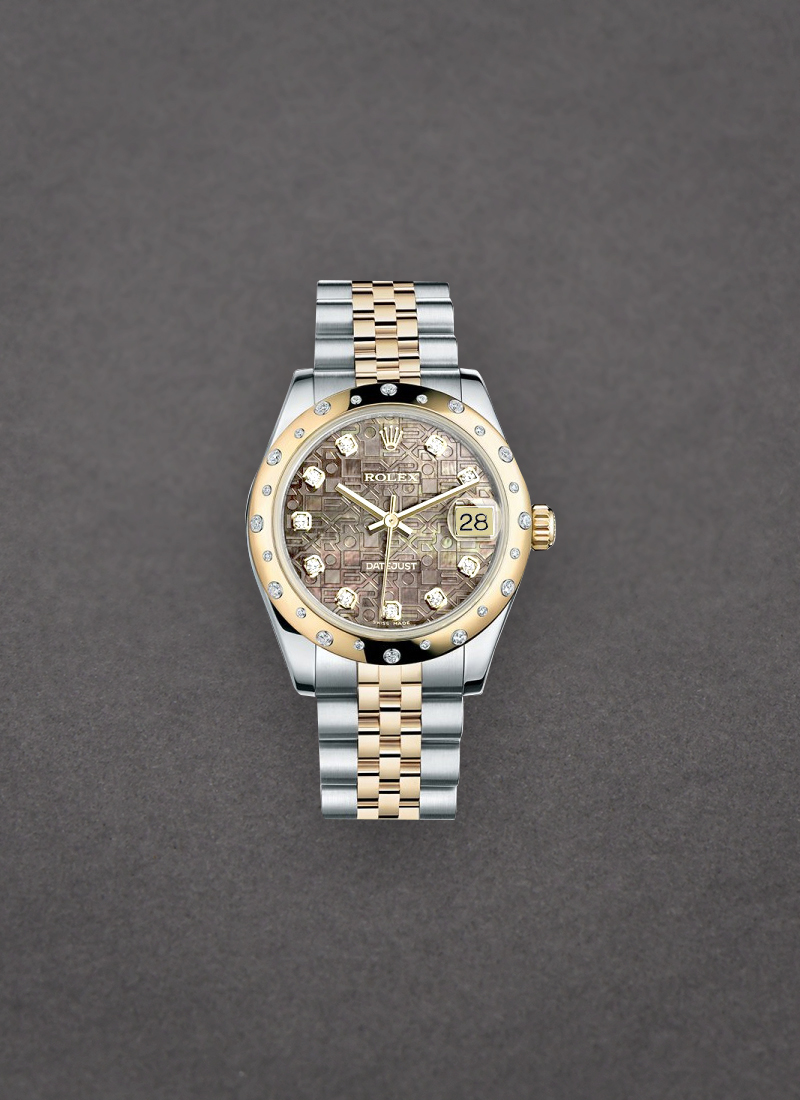 Rolex Unworn Mid Size 2-Tone Datejust 31mm in Steel with Yellow Gold Diamond Bezel