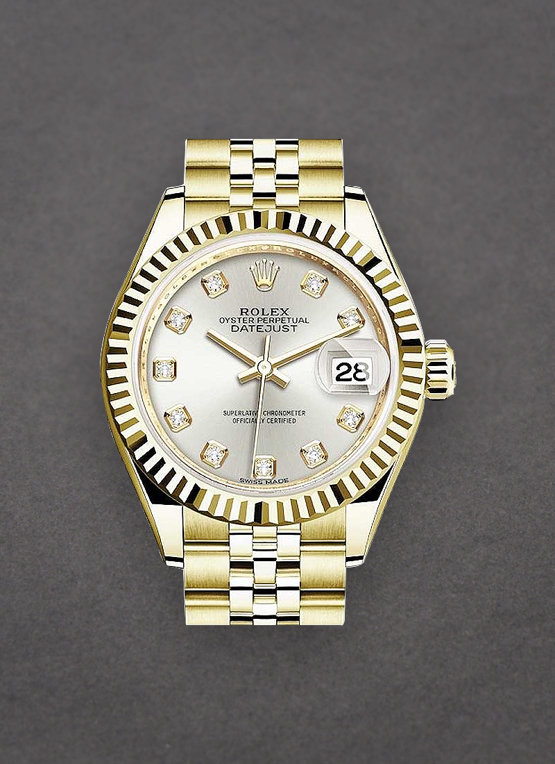 Rolex Unworn Ladies Datejust 28mm in Yellow Gold with Fluted Bezel