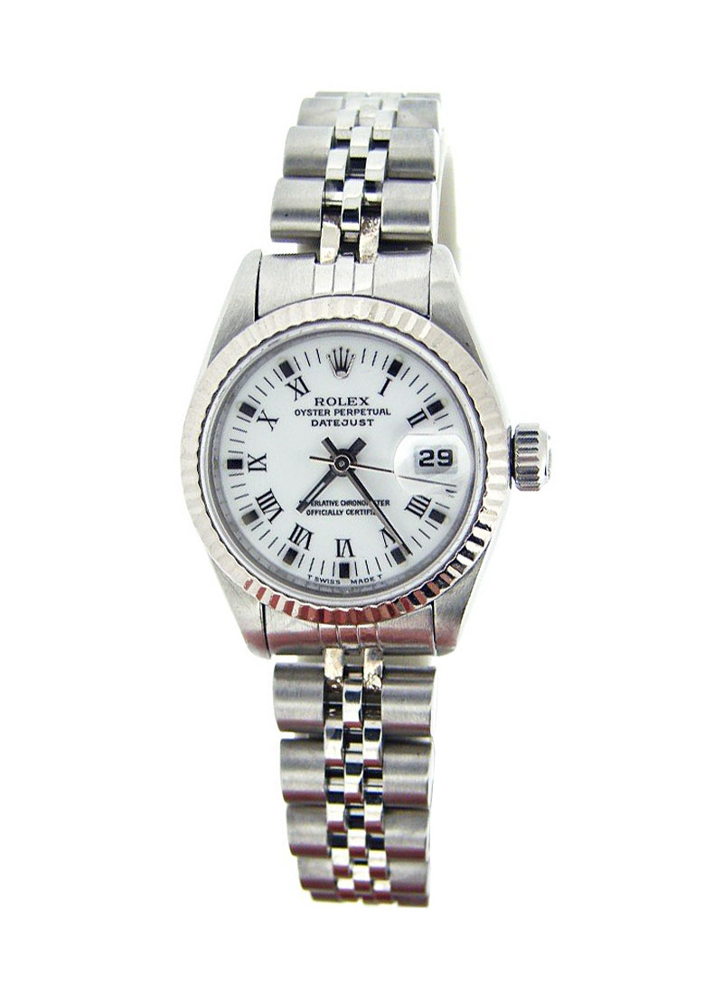 Pre-Owned Rolex Lady's Datejust 26mm in Steel with White Gold Fluted Bezel