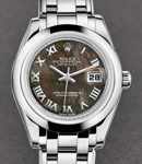 Masterpiece Pearlmaster in White Gold with Smooth Bezel on Pearlmaster Bracelet with Black MOP Roman Dial