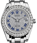 Masterpiece Pearlmaster in White Gold with Diamond Bezel on White Gold Oyster Bracelet with Pave Diamond Roman Dial