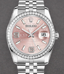 Datejust 36mm in Steel and White Gold with Diamond Bezel on Jubilee Bracelet with Pink Waves Diamond Dial