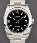 Oyster Perpetual 36mm No Date in Steel with Smooth Bezel on Oyster Bracelet with Black Arabic with White Indicies