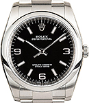 Oyster Perpetual 36mm No Date in Steel with Smooth Bezel on Oyster Bracelet with Black Arabic with White Indicies