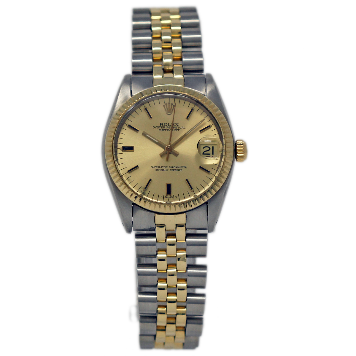 Pre-Owned Rolex Mid Size Datejust - Steel with Yellow Gold Fluted Bezel  