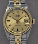 Mid Size Datejust - Steel with Yellow Gold Fluted Bezel   on Bracelet with Champagne Stick Dial