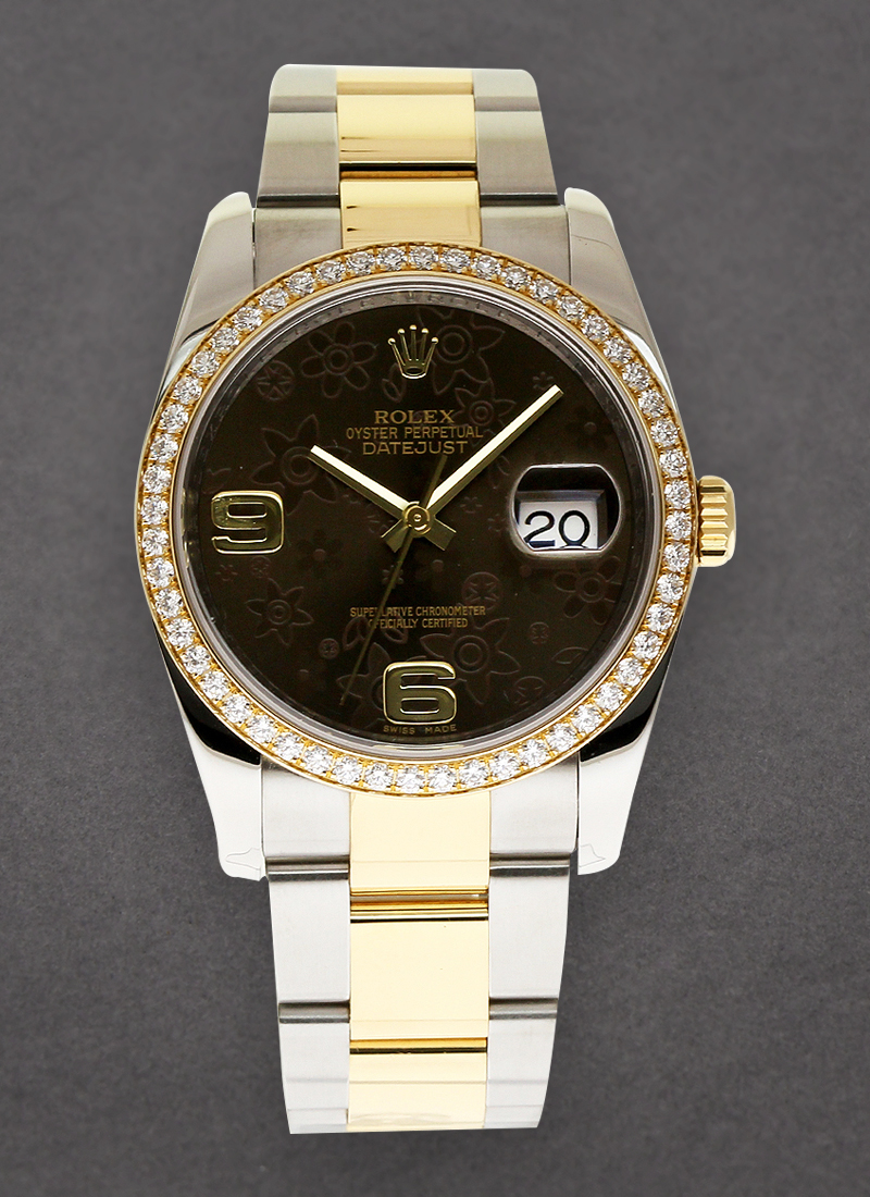 Pre-Owned Rolex Datejust 36mm in Steel with Yellow Gold Diamond Bezel