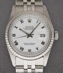 Datejust 36mm in Steel on Steel Jubilee Bracelet with White Roman Dial