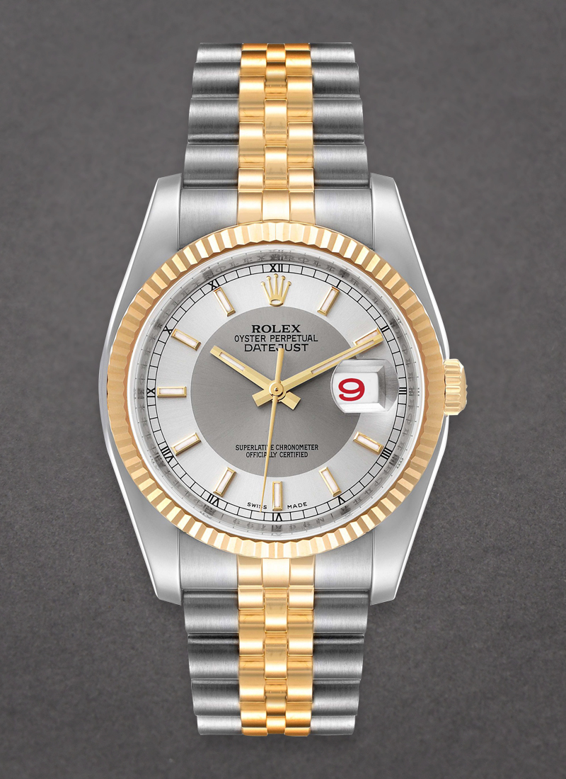 Pre-Owned Rolex Datejust 36mm in Steel with Yellow Gold Fluted Bezel