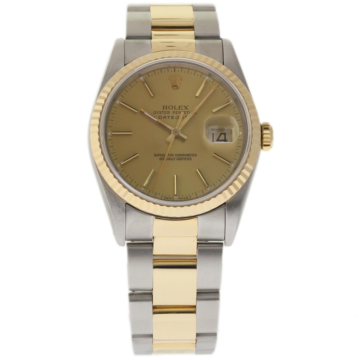 Pre-Owned Rolex Men's Datejust 2-Tone 36mm with Yellow Gold Fluted Bezel