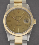 Men's Datejust 2-Tone 36mm with Yellow Gold Fluted Bezel on Oyster Bracelet with Champagne Index Dial