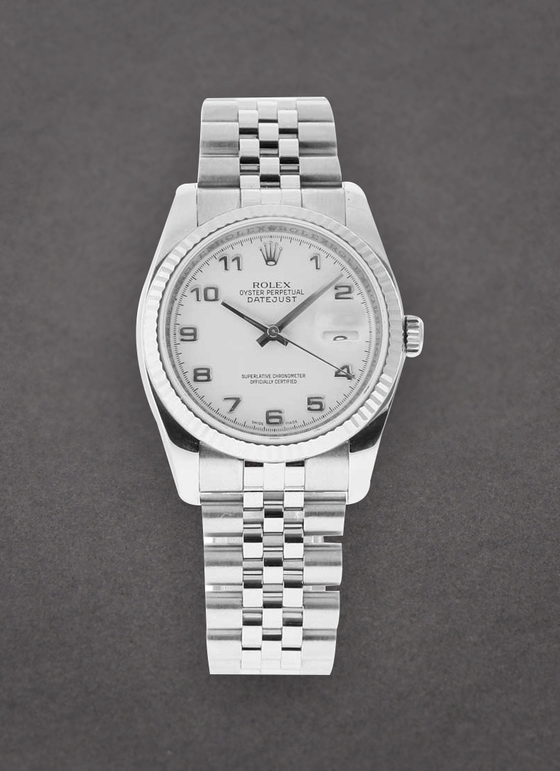 Pre-Owned Rolex Datejust 36mm in Steel with White Gold Fluted Bezel