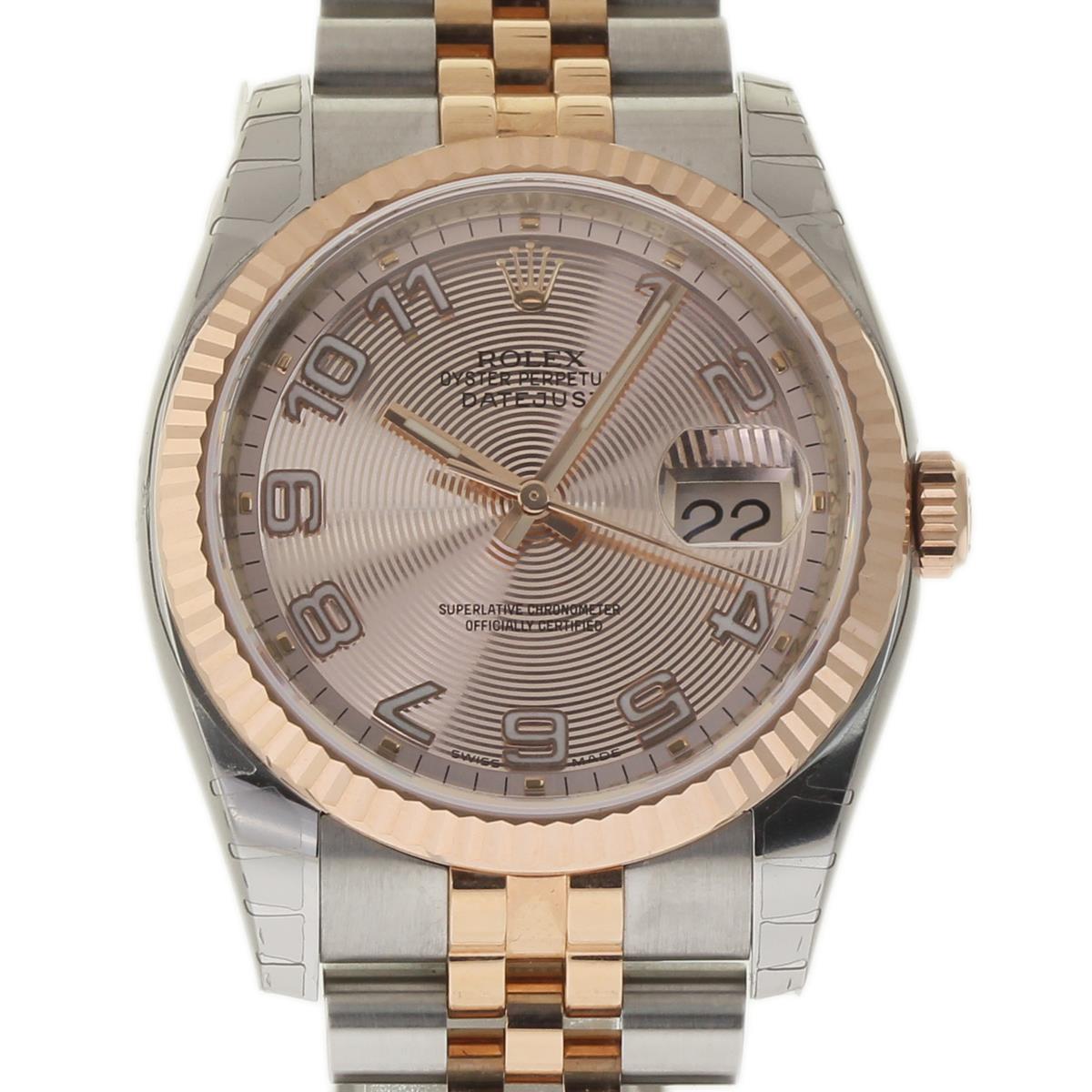 Datejust in Steel with Rose Gold Fluted Bezel on Steel and Rose Gold Jubilee Bracelet with  Pink Concentric Arabic Dial