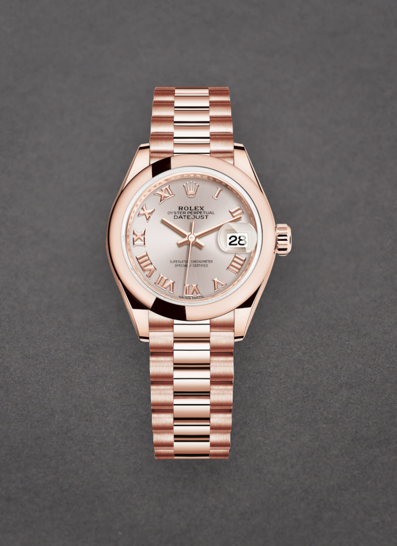 Rolex Unworn Datejust 28mm Automatic in Rose Gold with Domed Bezel