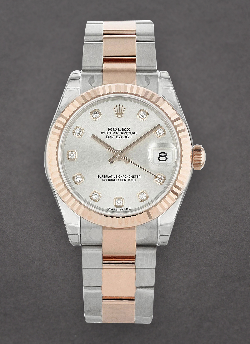 Rolex Unworn Datejust 31mm  in Steel with Rose Gold Fluted Bezel