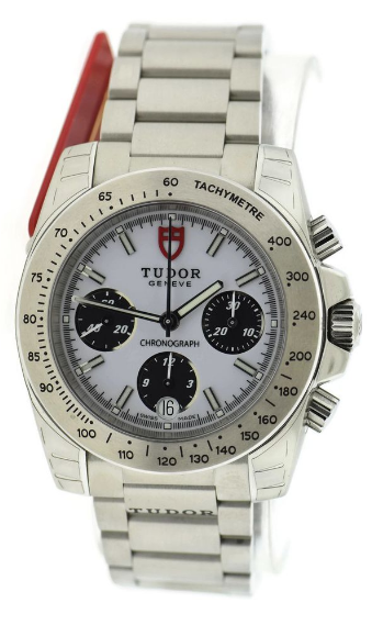 Tudor Sport Chronograph in Steel on Stainless Steel Bracelet with White Dial