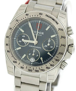 Tudor Sport Chronograph in Steel on Stainless Steel Bracelet with Blue Dial