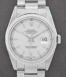 Datejust 36mm in Steel with Engine Bezel on Oyster Bracelet with Silver Stick Dial