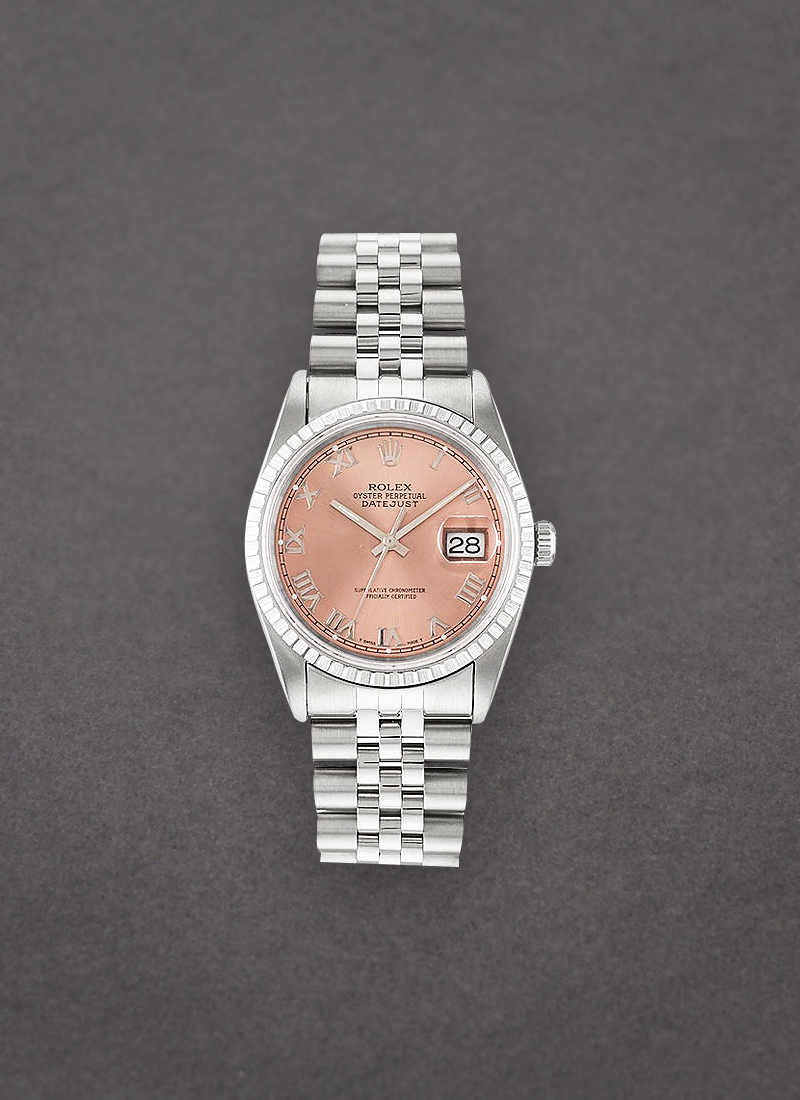 Pre-Owned Rolex Datejust 36mm in Steel with Engine Turned Bezel