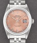 Datejust 36mm in Steel with Engine Turned Bezel on Jubilee Bracelet with Salmon Roman Dial