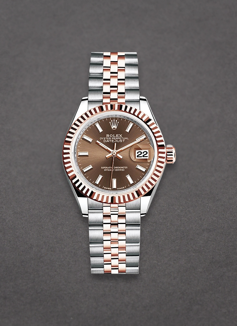 Pre-Owned Rolex Lady's 2-Tone Datejust 26mm in Steel with Rose Gold Fluted Bezel