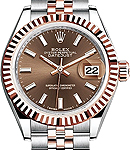 Lady's 2-Tone Datejust 26mm in Steel with Rose Gold Fluted Bezel on Jubilee Bracelet with Chocolate Stick Dial