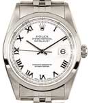 Datejust 36mm in Steel with Smooth Bezel on Jubilee Bracelet with White Roman Dial