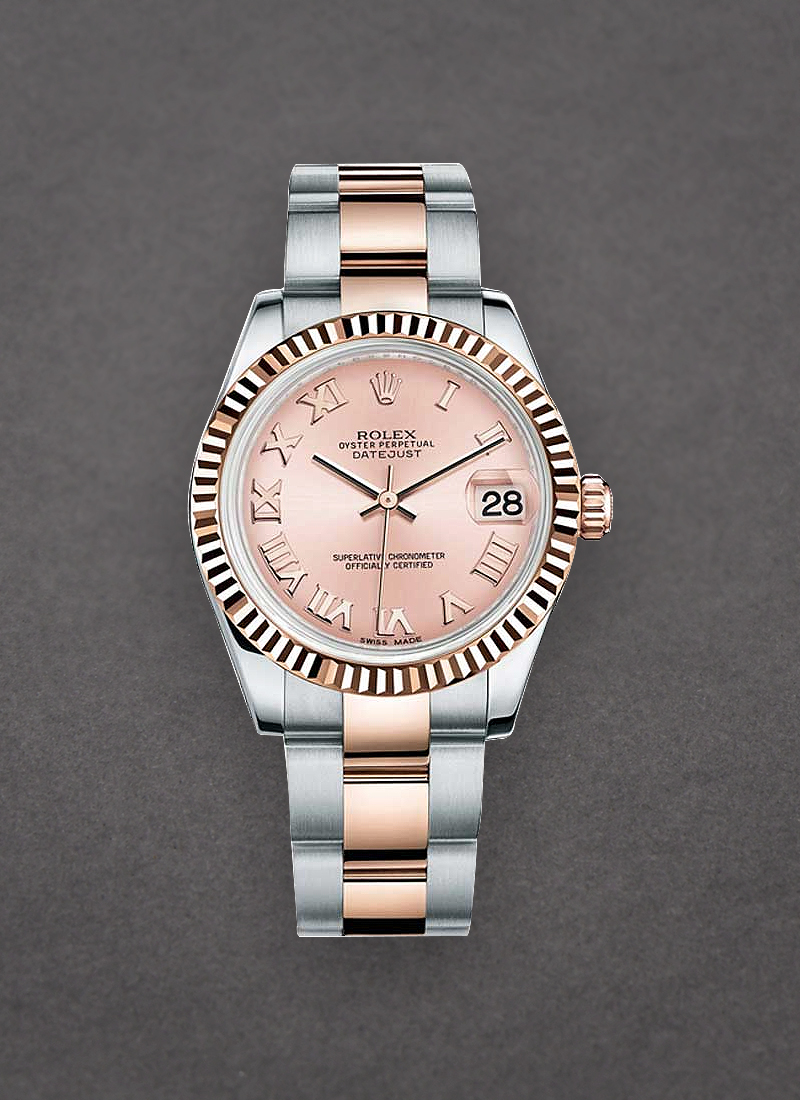 Rolex Unworn 2-Tone Mid Size Datejust 31mm in Steel with Rose Gold Fluted  Bezel