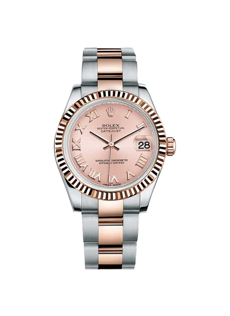 Rolex Unworn 2-Tone Mid Size Datejust 31mm in Steel with Rose Gold Fluted  Bezel