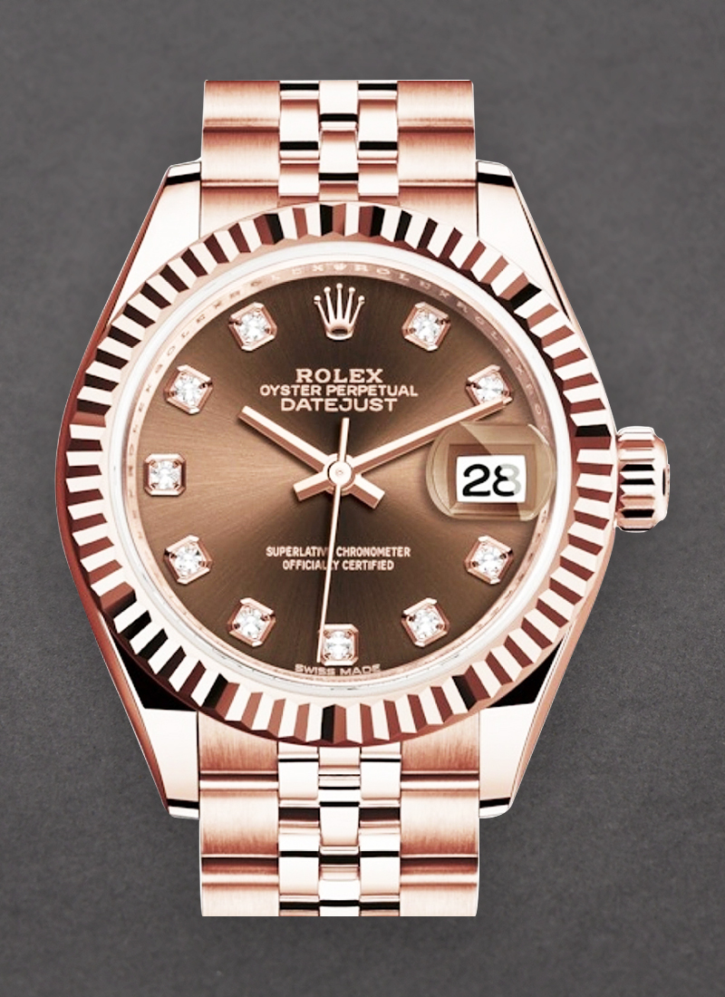 Rolex Unworn Datejust 28mm in Rose Gold with Fluted Bezel