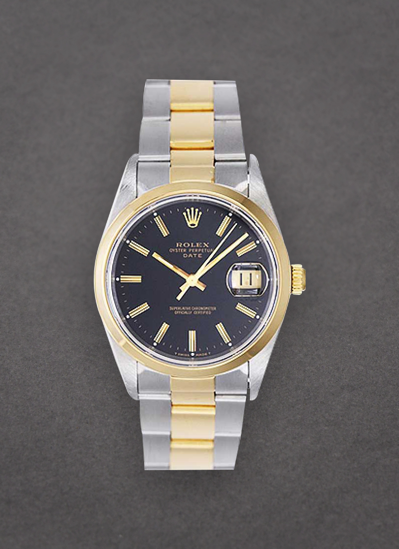 Pre-Owned Rolex Date 34mm in Steel with Yellow Gold Fluted Bezel