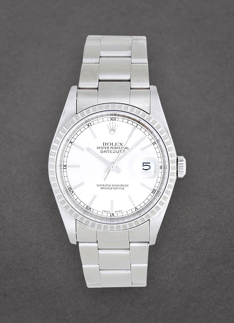 Pre-Owned Rolex Datejust 36mm in Steel with White Gold Engine Bezel