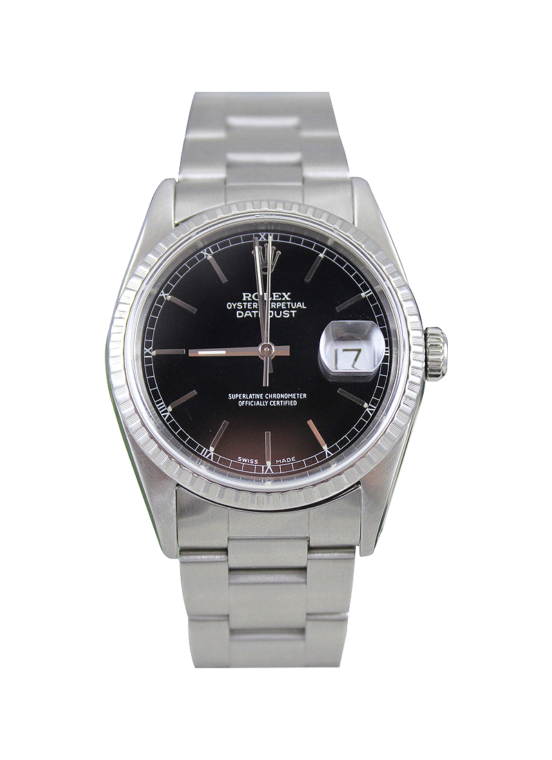 Pre-Owned Rolex Datejust 36mm in Steel With Engine Bezel