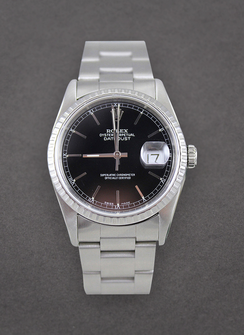 Pre-Owned Rolex Datejust 36mm in Steel With Engine Bezel