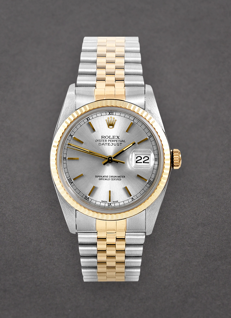 Pre-Owned Rolex Datejust 36mm in Steel with Yellow Gold Fluted Bezel