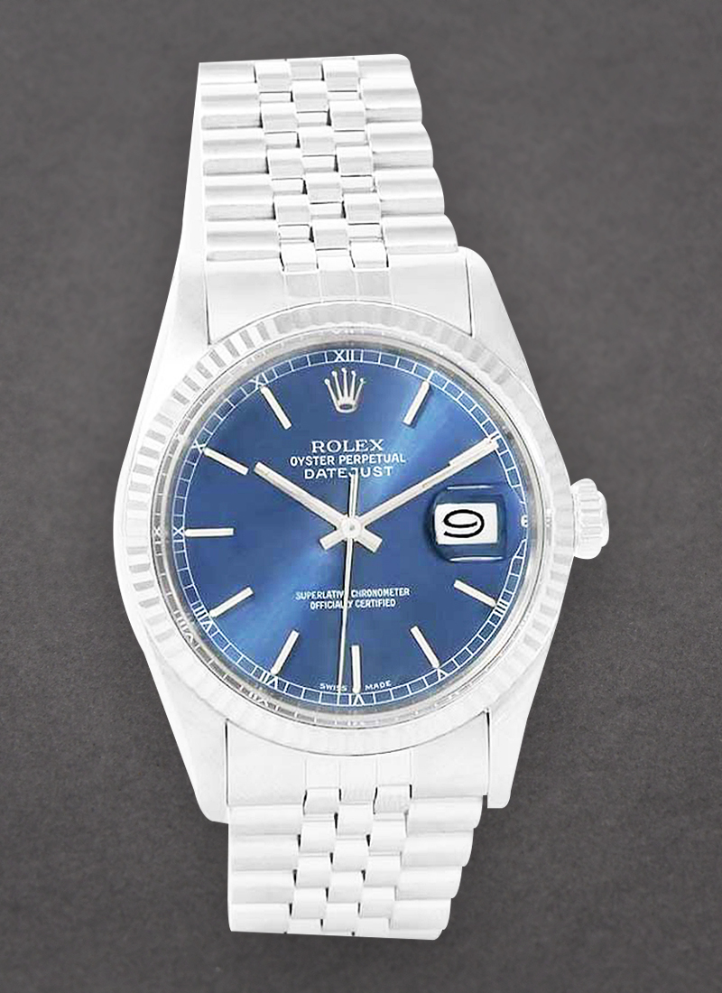 Pre-Owned Rolex Datejust 36mm in Steel with White Gold Fluted Bezel