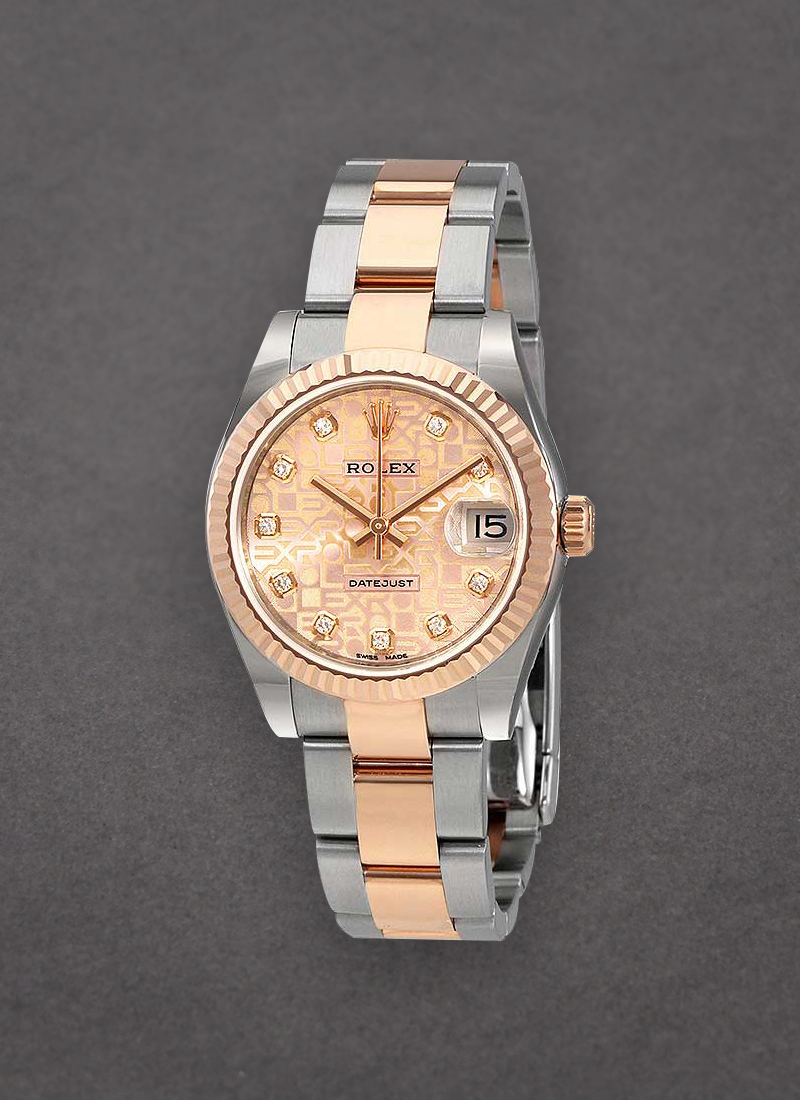 Rolex Unworn Mid Size Datejust 31mm in Steel with Rose Gold Fluted Bezel