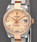 Mid Size Datejust 31mm in Steel with Rose Gold Fluted Bezel on Oyster Bracelet with Pink Jubilee Diamond Dial