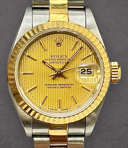 2-Tone Datejust Ladies 26mm on Oyster Bracelet with Champagne Tapestry Dial